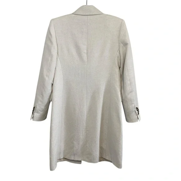 ZARA - Linen Blend Fitted Coat in Oatmeal - M - Spain - Picture 4 of 11